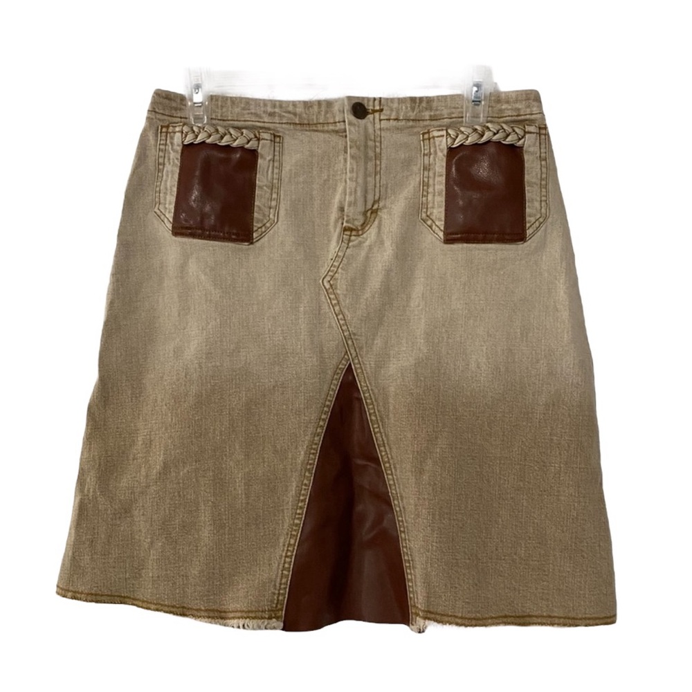 Jamie Nicole Y2K Western Denim & Leather Patch Skirt